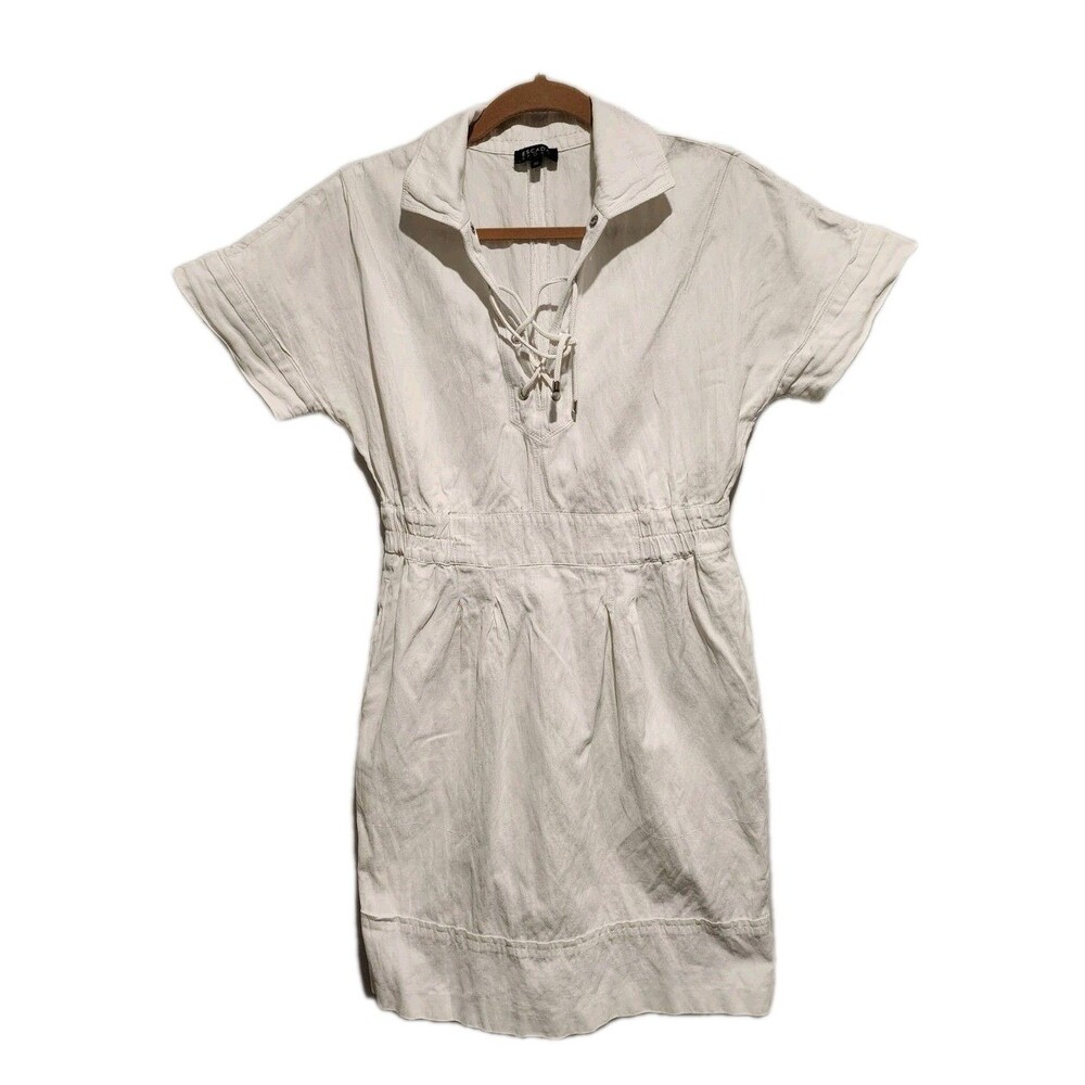 Escada Sport Cotton Lace-up Mini Dress White Denim Size 36EU/US Small